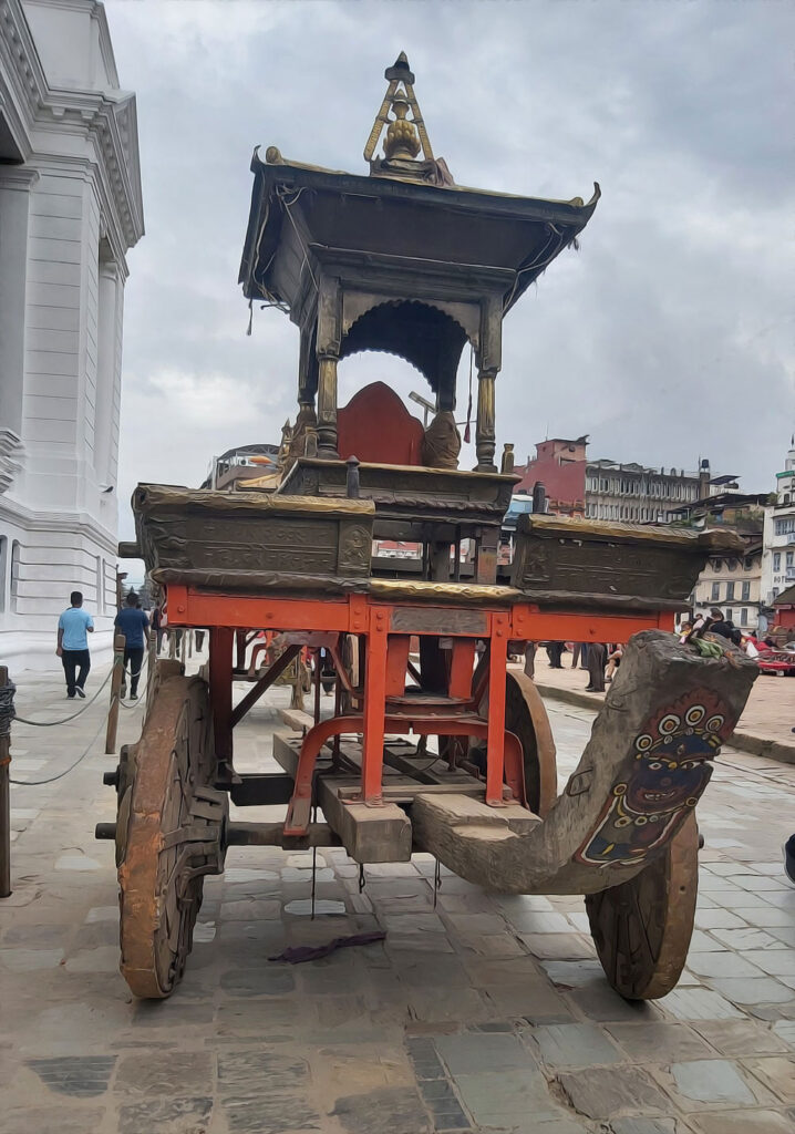 chariot to carry Kumari Goddess in Kathmandu Nepal